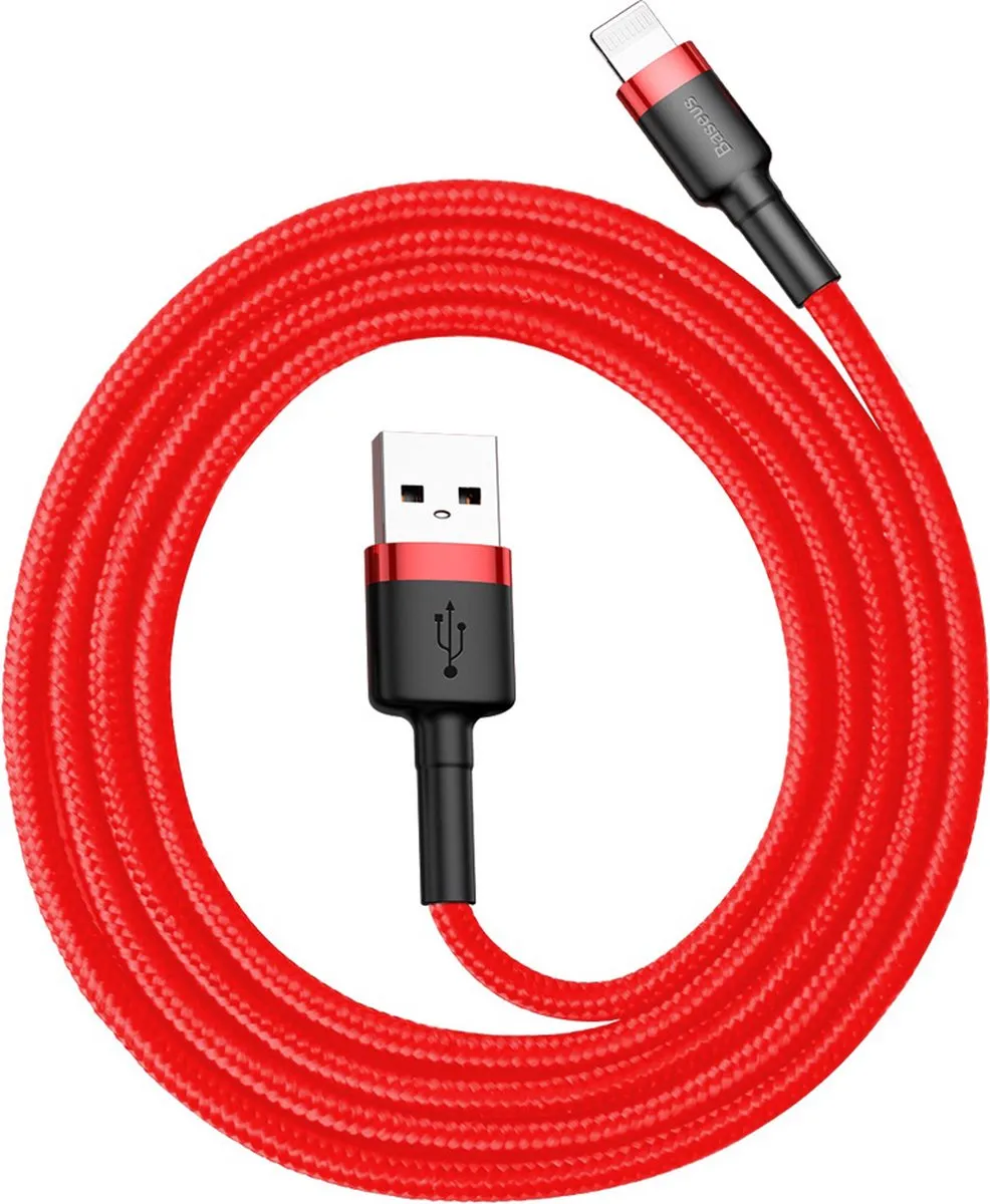 Baseus USB Lightning Kabel 1m - Rood - afbeelding 6 van 6
