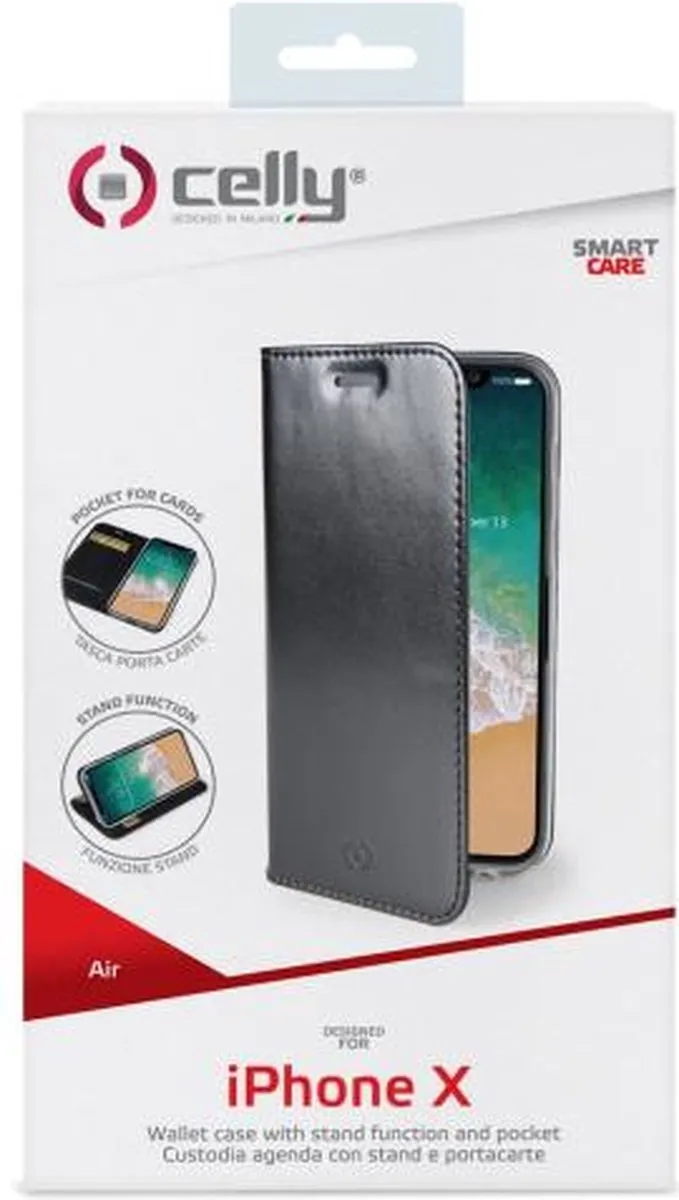 Celly iPhone X/XS Telefoonhoes Kunstleer AIR900BK - Zwart