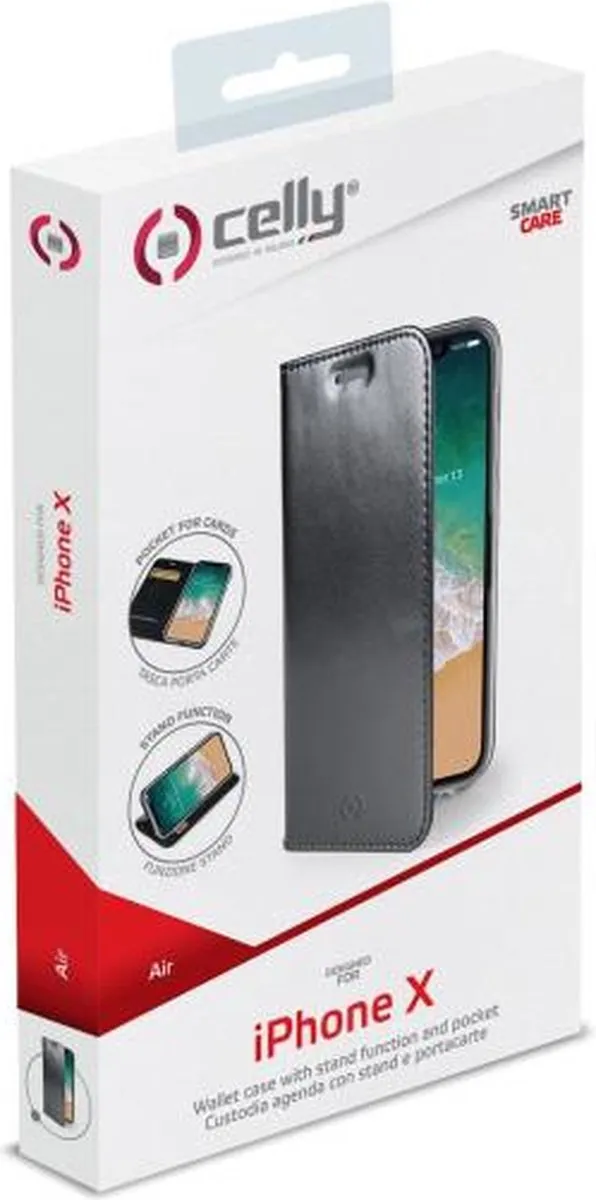 Celly iPhone X/XS Telefoonhoes Kunstleer AIR900BK - Zwart