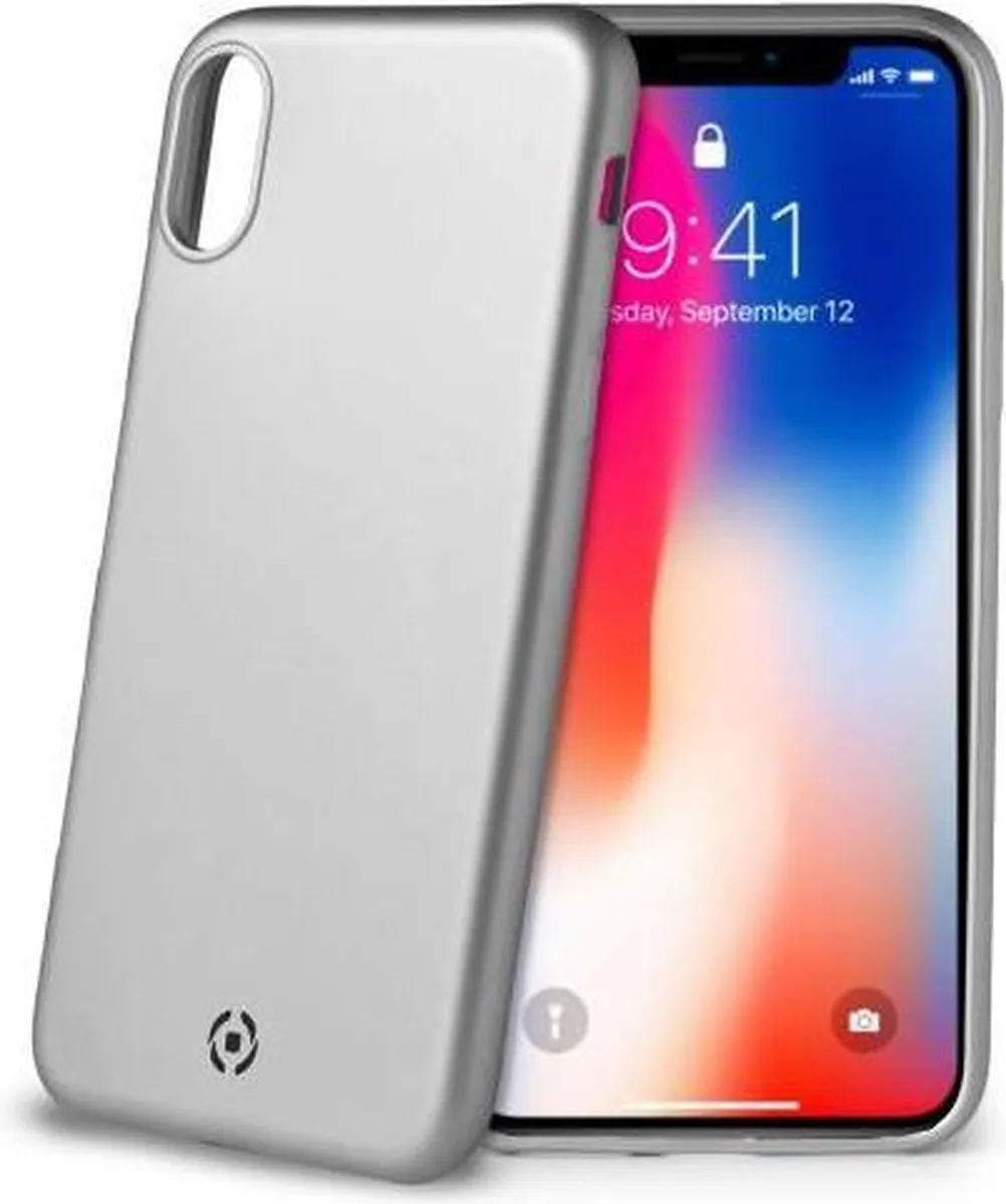 Celly Soft Matt iPhone X/Xs Hoesje - 2 Lagen - Blauw/Rood/Zilver