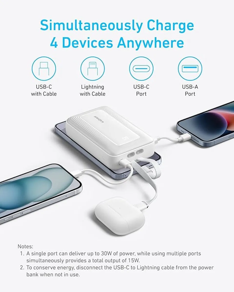 Anker Zolo Power Bank A1680H12 - 10.000mAh 30W - 4x USB-C - Zwart
