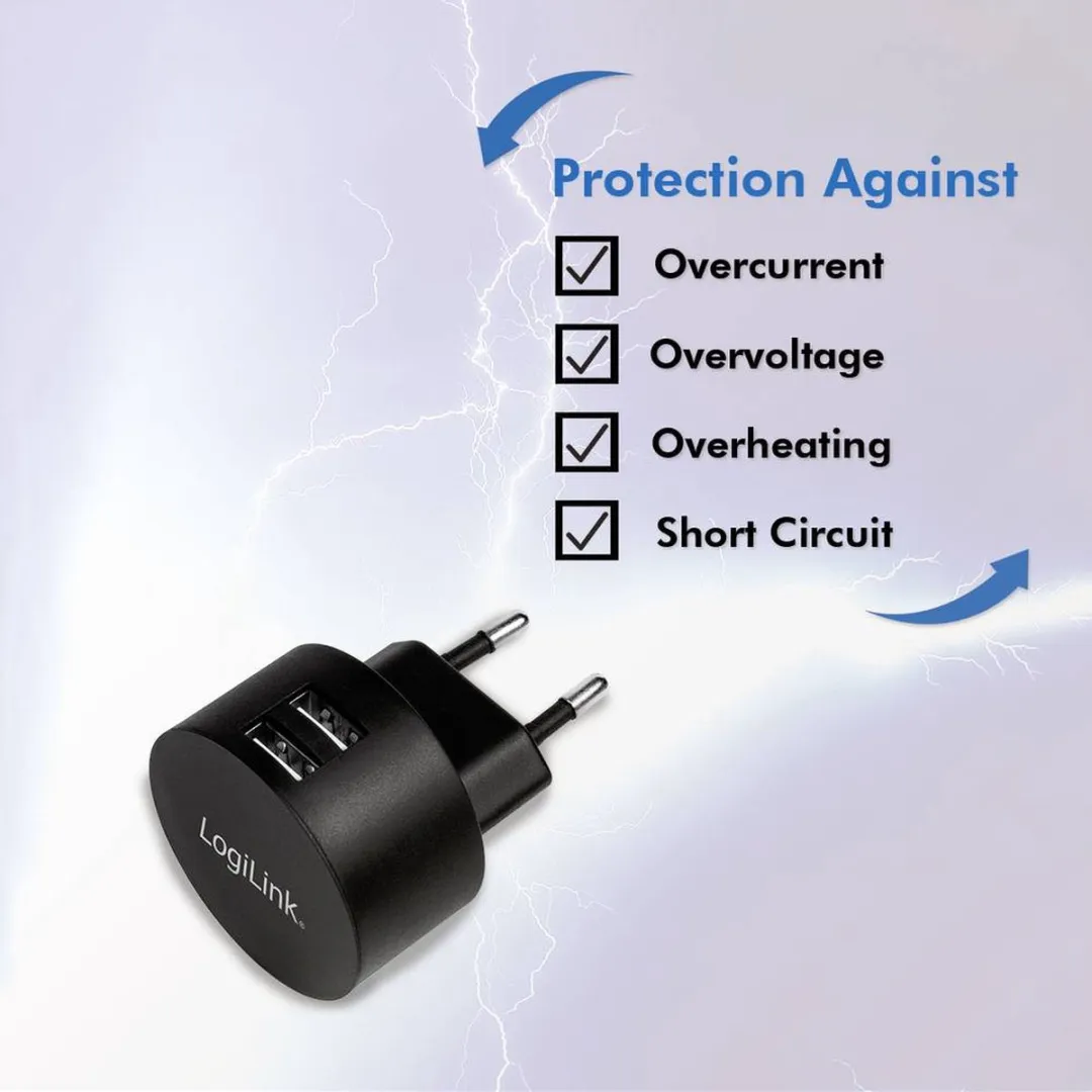 Logilink PA0218 USB-oplader 10.5W - 2x USB-A Zwart