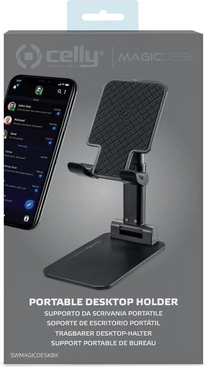 Celly MagicDesk Telefoonhouder - Zwart - afbeelding 6 van 6
