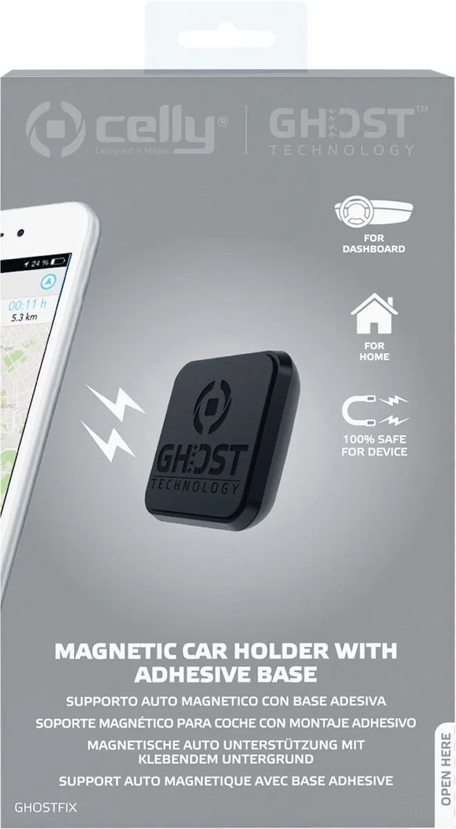 Celly Ghost Fix Magnetische Telefoonhouder - Zelfklevend - 6 Inch - Zwart