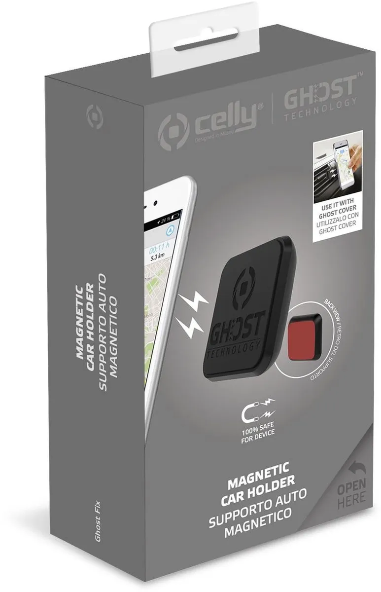 Celly Ghost Fix Magnetische Telefoonhouder - Zelfklevend - 6 Inch - Zwart