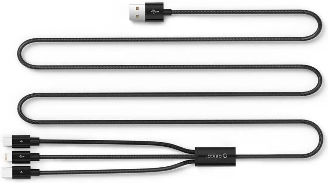 ORICO Nylon 3-in-1 Laadkabel Lightning/Micro B/Type-C 3A - Zwart
