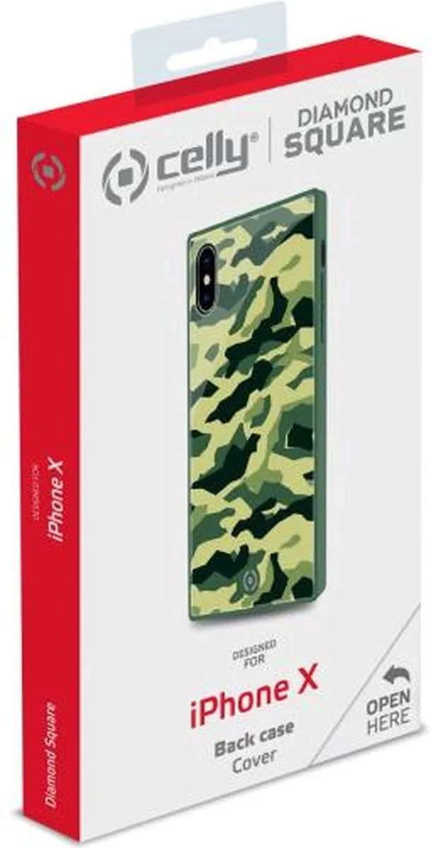 Celly Telefoonhoes Diamond Square iPhone X/Xs - Groen