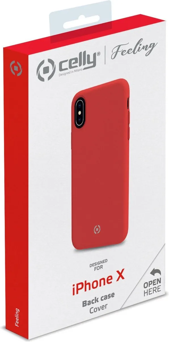 Celly Feeling Back Cover iPhone X/XS Siliconen Rood FEELING900RD - afbeelding 6 van 6