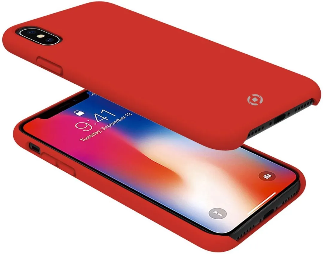 Celly Feeling Back Cover iPhone X/XS Siliconen Rood FEELING900RD