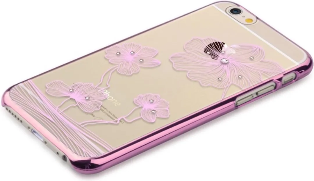 COMMA bloemen geschikt voor iPhone 6 6s hoesje - Swarovski kristallen - Lila Paars Chroom