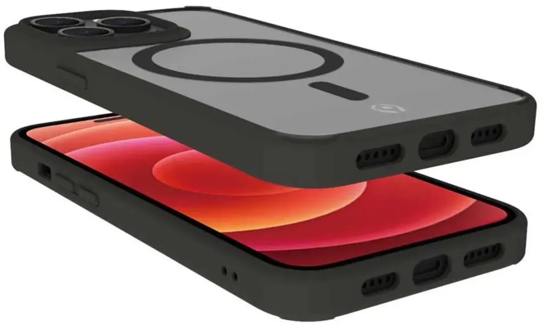 Celly MagMatt Siliconen Hoesje iPhone 14 Pro Max - Transparant/Zwart