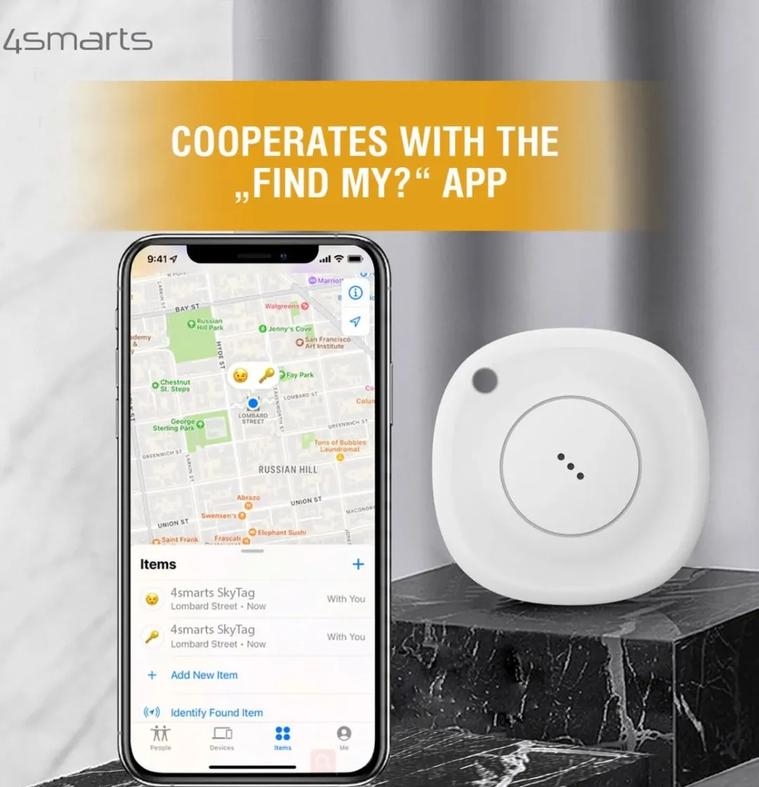 4Smarts SkyTag Bluetooth Tracker met Hoesje - Zwart - afbeelding 6 van 6