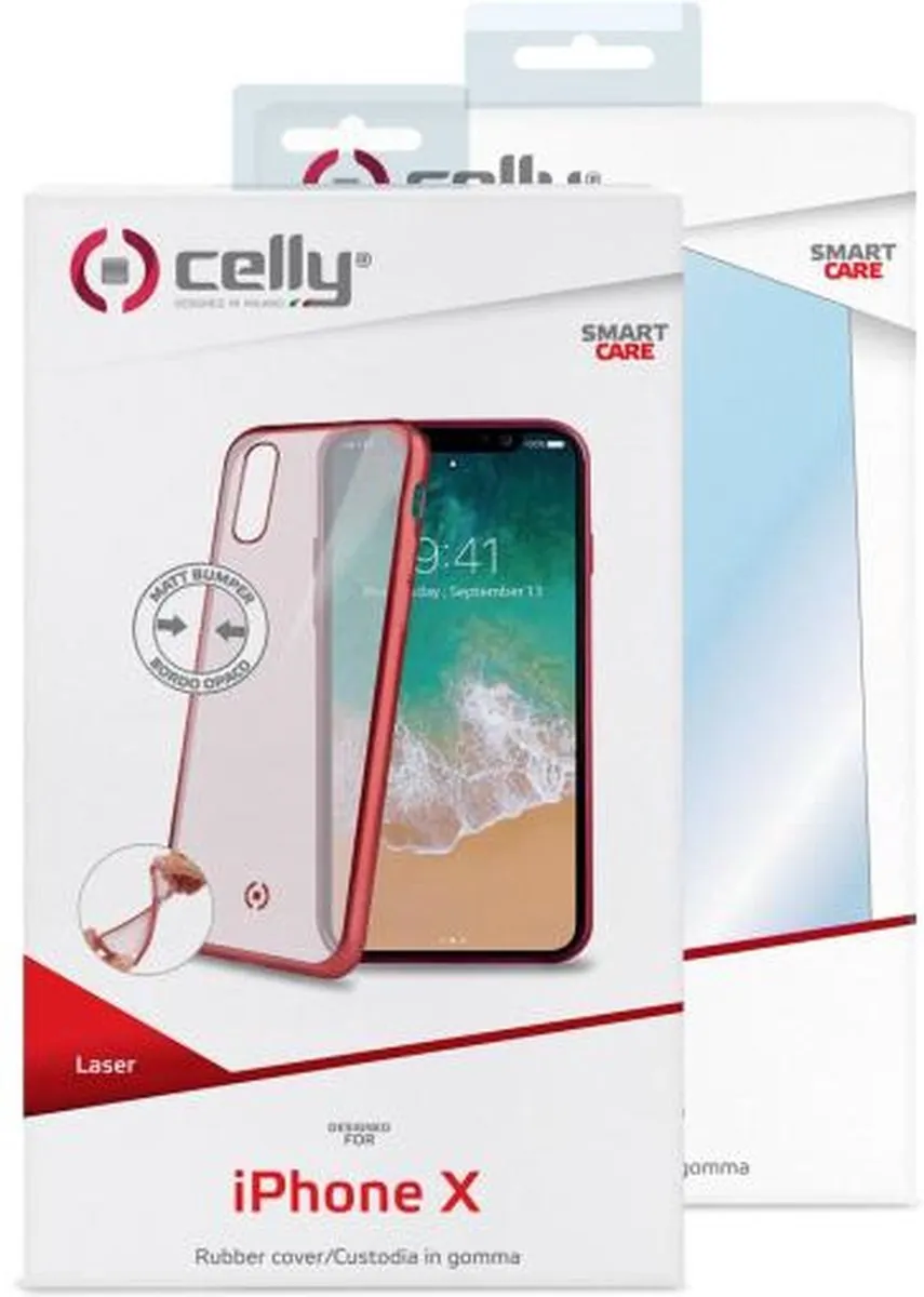 Celly Beschermhoes Laser Matt iPhone X/Xs - Rood - LASERMATT900RD