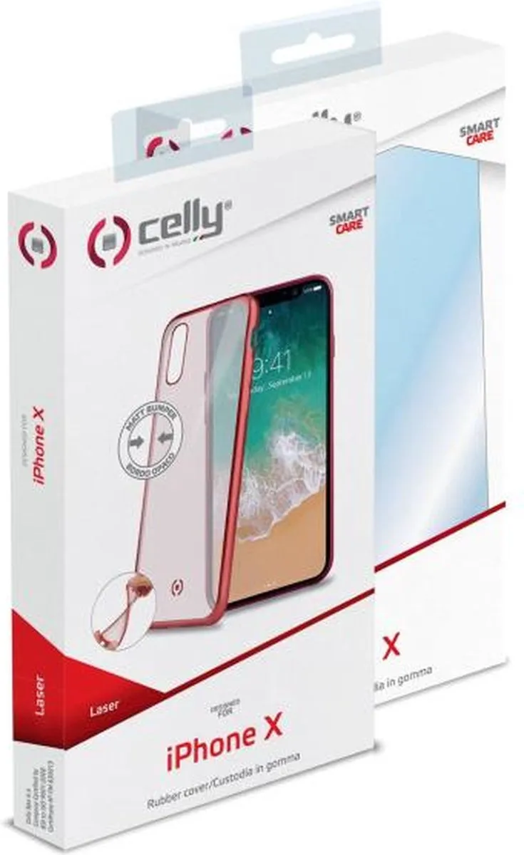 Celly Beschermhoes Laser Matt iPhone X/Xs - Rood - LASERMATT900RD