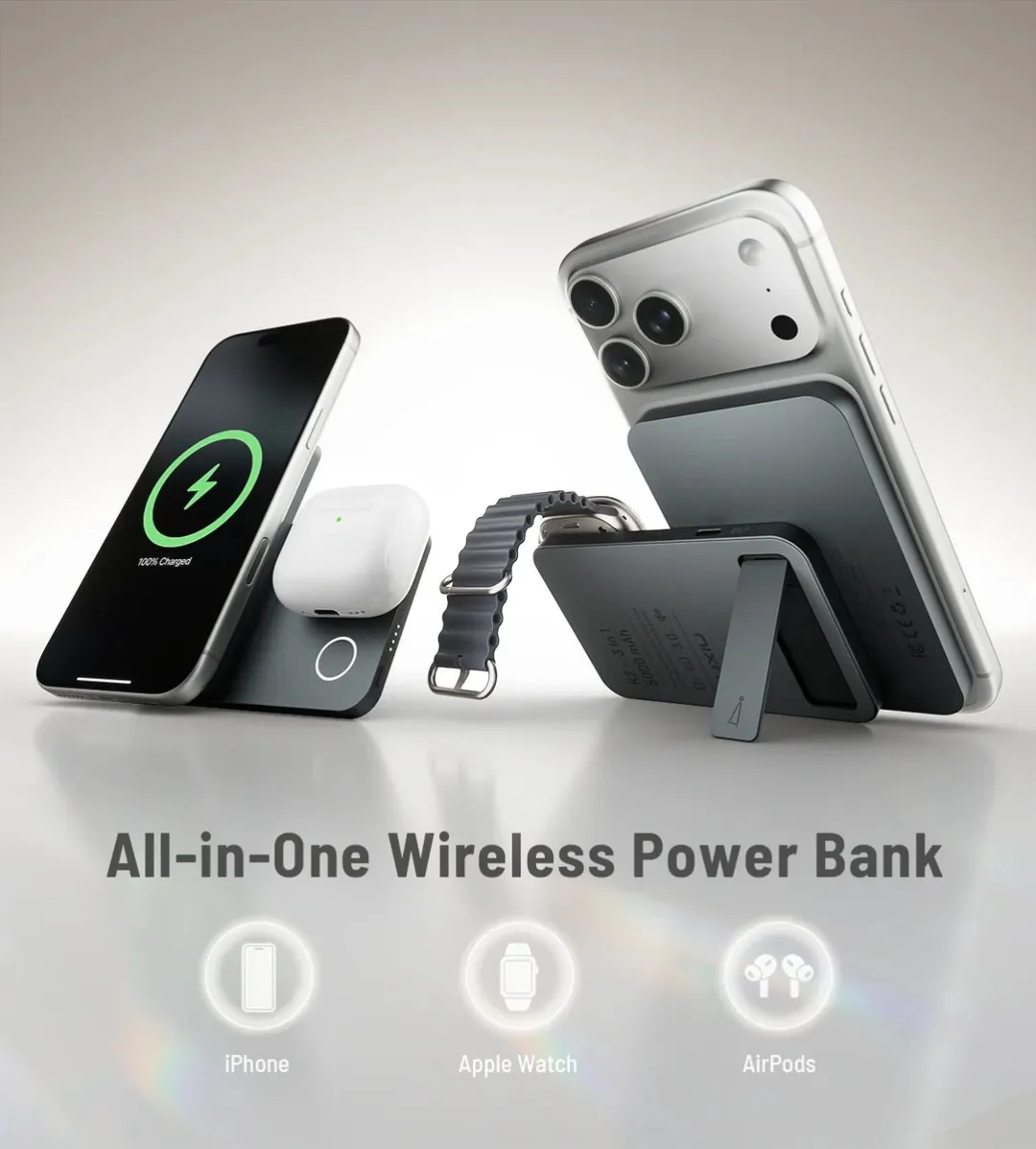 Ugreen KUXIU K2 Qi2 15W MagSafe Powerbank 5000mAh - Grijs - afbeelding 4 van 6