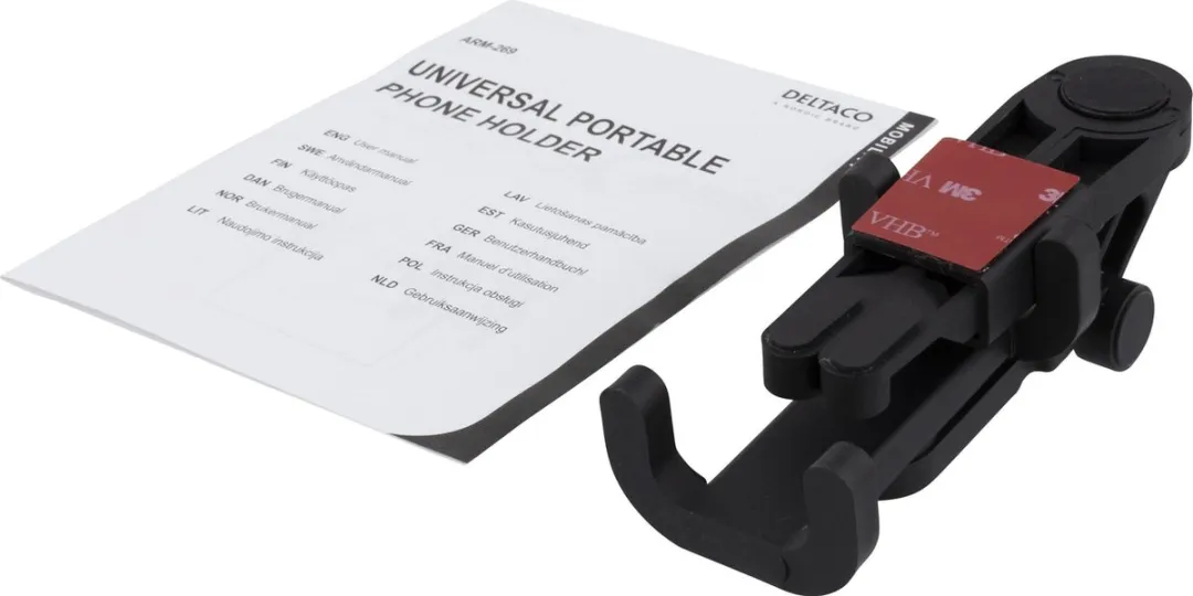 Deltaco ARM-269 Universele Smartphonehouder - 360° Rotatie - Zwart
