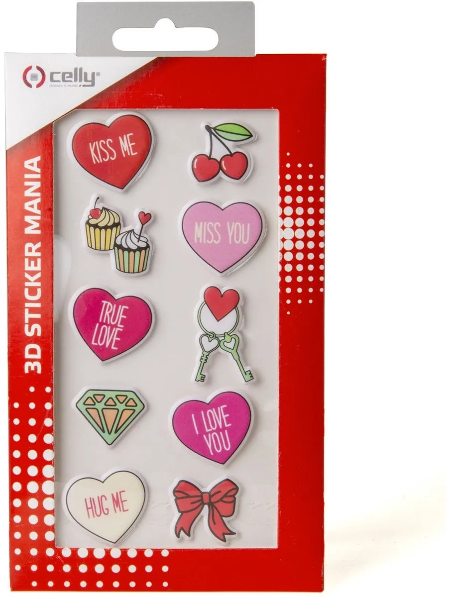 Celly 3D Stickers Harten - Set van 10