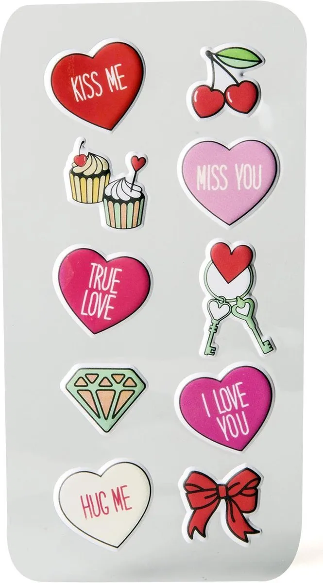 Celly 3D Stickers Harten - Set van 10