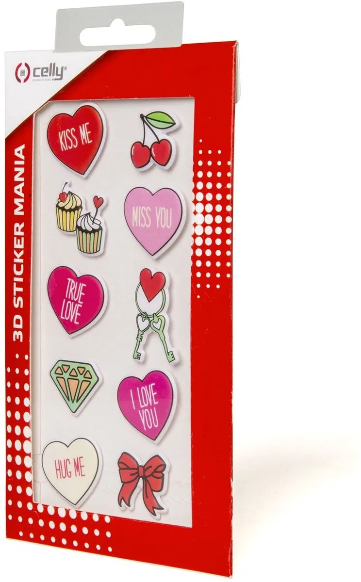 Celly 3D Stickers Harten - Set van 10