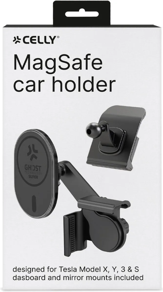 Celly Ghost SuperMag Tesla Telefoonhouder - MagSafe - 360° Draaibaar - Zwart