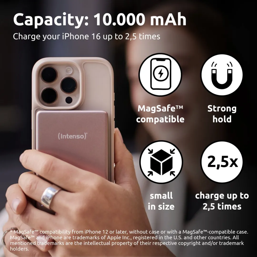 Intenso MW10000 Powerbank 10.000mAh - 20W PD - MagSafe - Roze