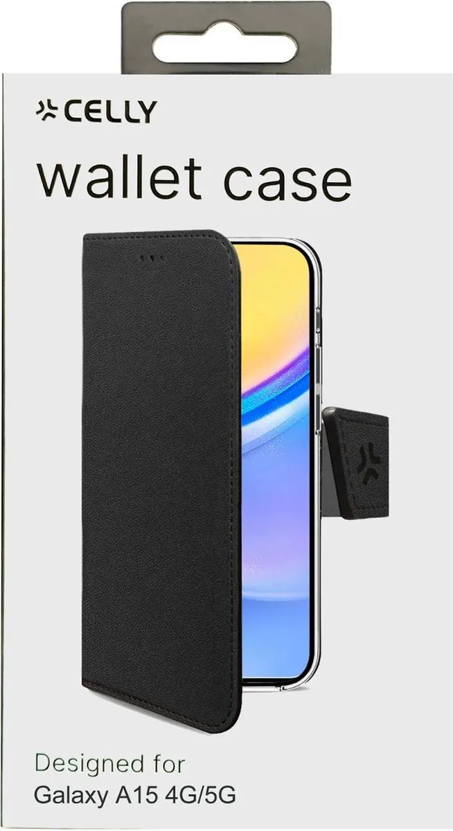 Celly Wally Bookcase Hoesje Samsung Galaxy A15 - Zwart - afbeelding 6 van 6