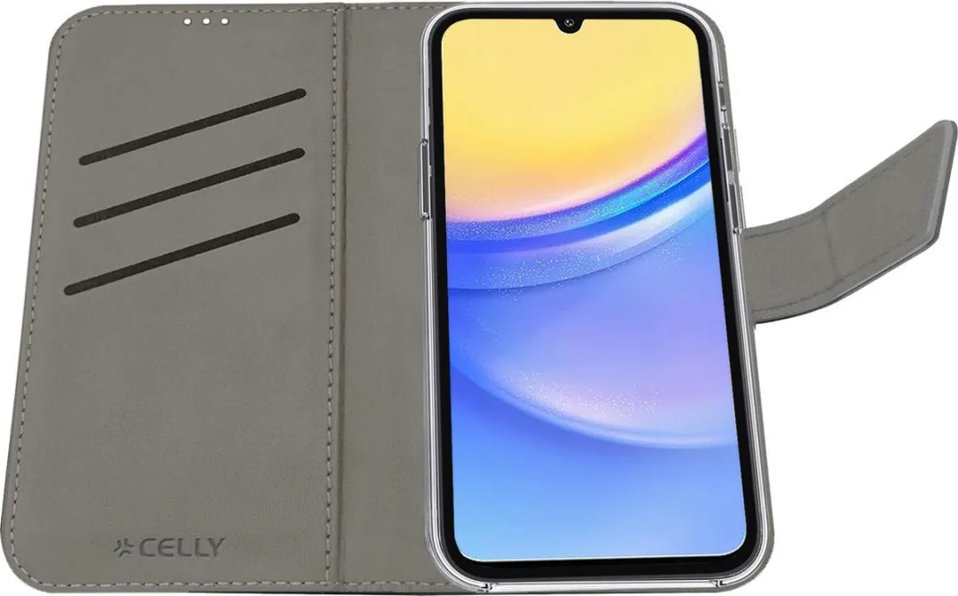 Celly Wally Bookcase Hoesje Samsung Galaxy A15 - Zwart