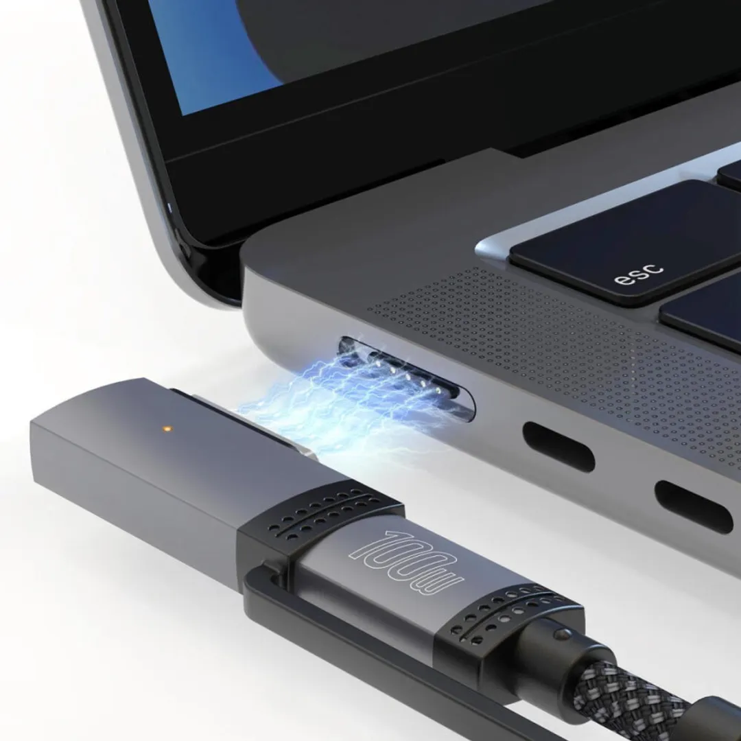 4Smarts MagSafe 3 Adapter USB-C Kabel 100W 2m - Zwart