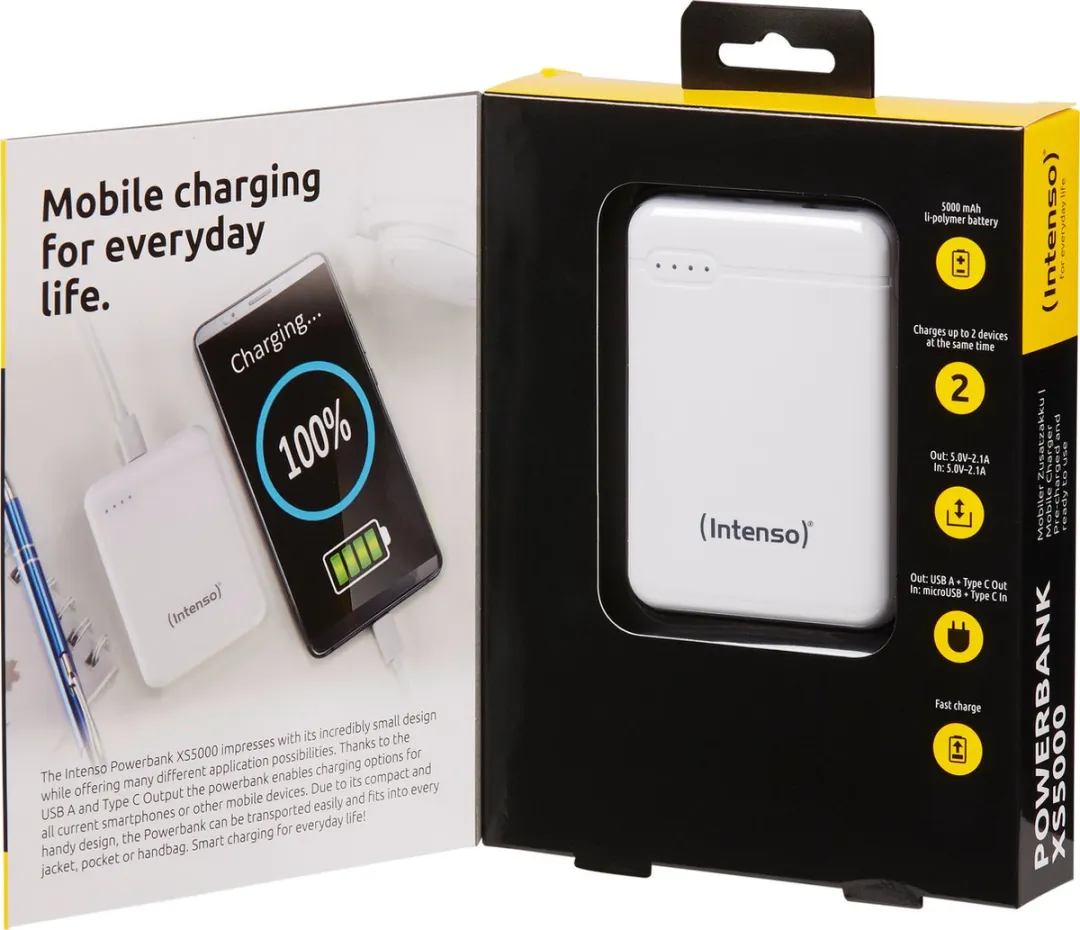 Intenso Powerbank XS5000 5000mAh - USB-A/USB-C - Wit
