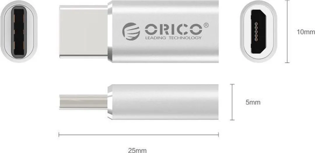 ORICO ORI-CTM1 USB-C naar Micro USB Adapter - Zilver
