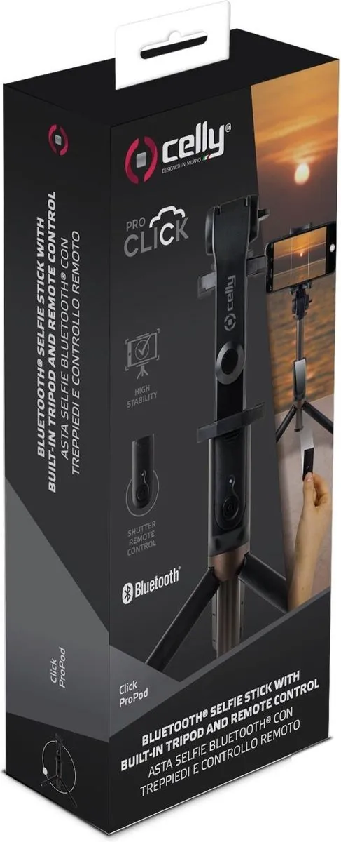 Celly Bluetooth Selfiestick Propod 6.2 Inch - Zwart