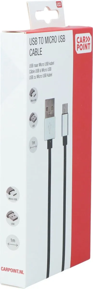 Carpoint USB naar Micro USB Kabel 1m - Zwart