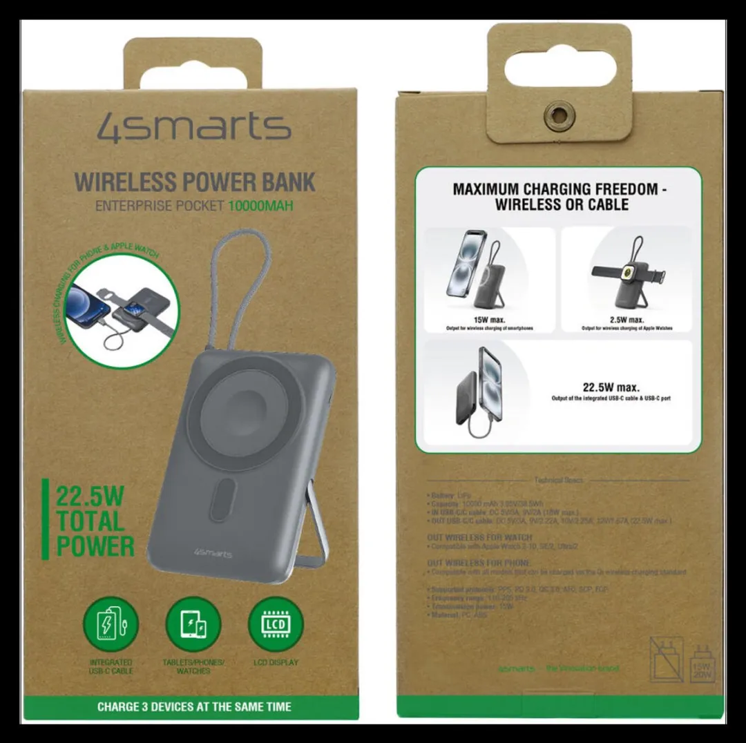 4Smarts 10.000mAh Powerbank 22,5W - Zwart - afbeelding 3 van 6