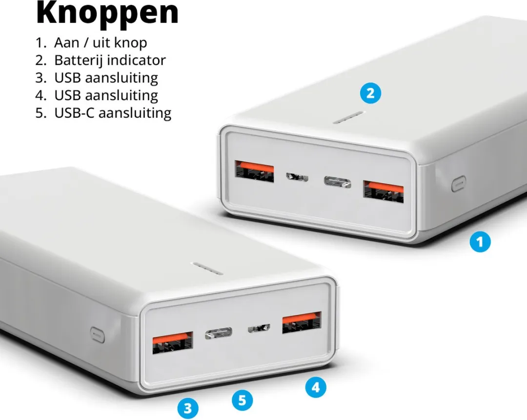 FlinQ Powerbank FQC8332 20.000mAh - Wit
