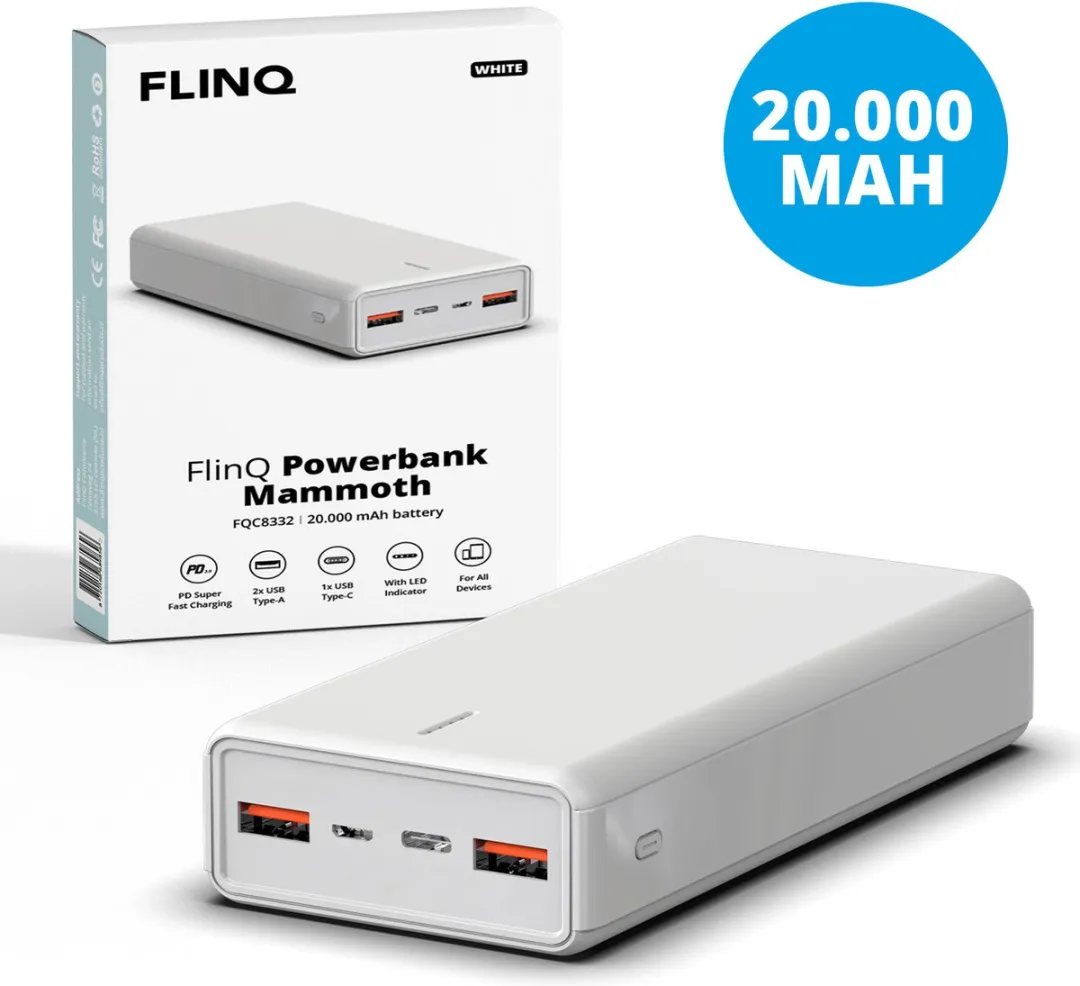 FlinQ Powerbank FQC8332 20.000mAh - Wit