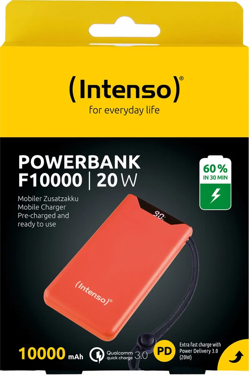 Intenso F10000 Powerbank 10.000mAh - 2x USB - 20W - Oranje - afbeelding 6 van 6
