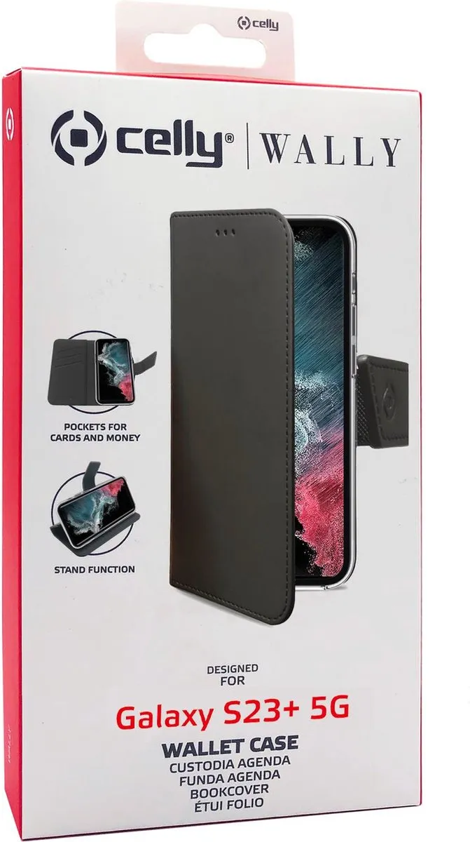 Celly Wally Bookcase Hoesje WALLY1034 - Samsung Galaxy S23 Plus - 3 Pasjes - Zwart