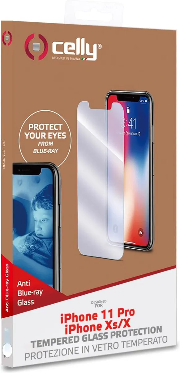 Celly Anti Blue-Ray Glas iPhone X/XS - 1 Stuk - afbeelding 6 van 6