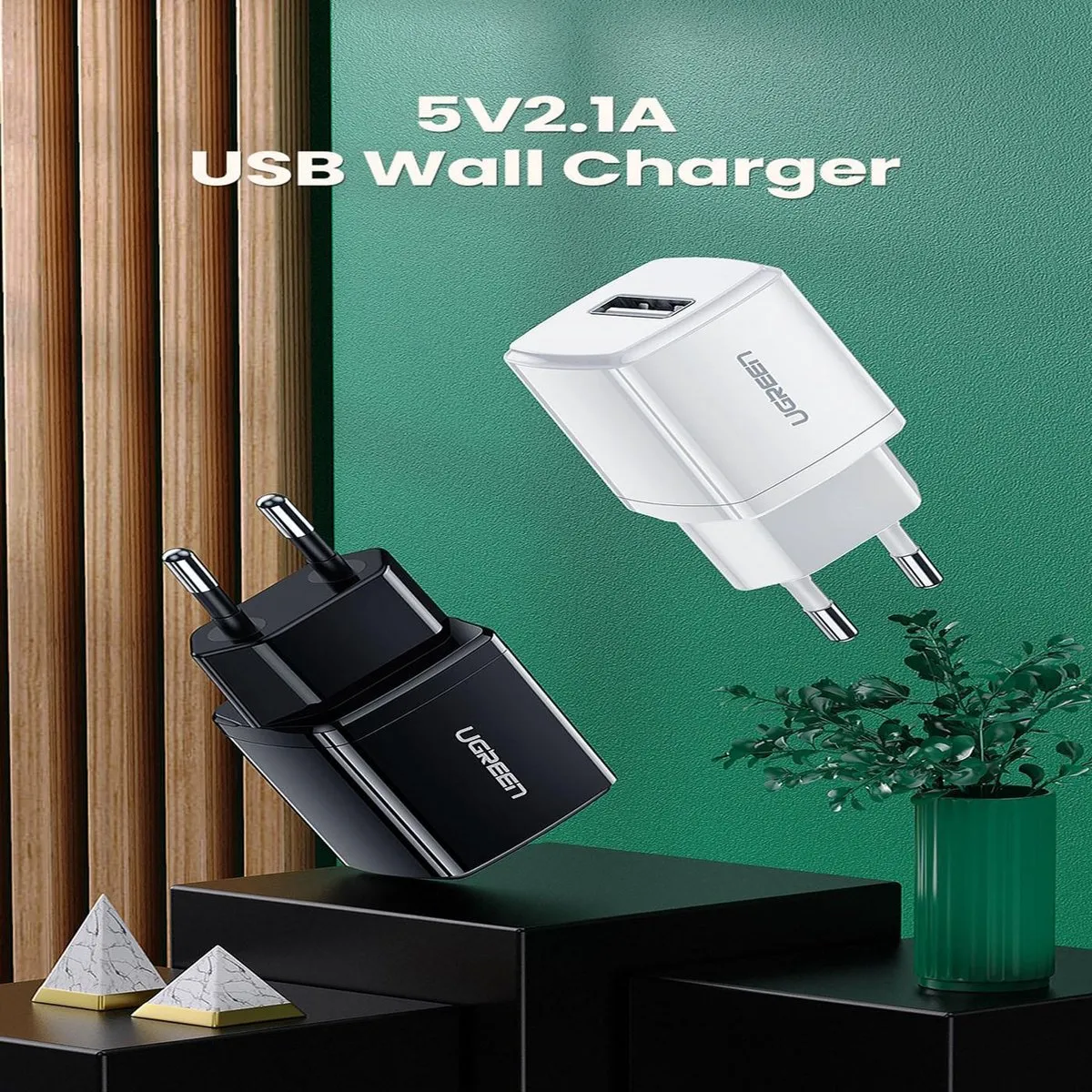 Ugreen USB Oplader 5V 2.1A - 10W - Zwart