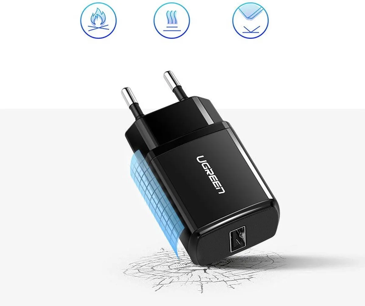 Ugreen USB Oplader 5V 2.1A - 10W - Zwart