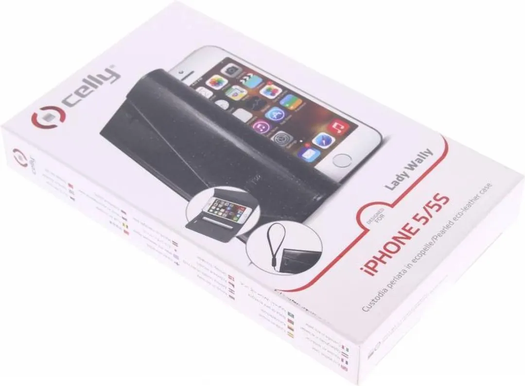 Celly Lady Wally Booktype Hoes iPhone 5/5s - Zwart - LADY185BK - afbeelding 5 van 6