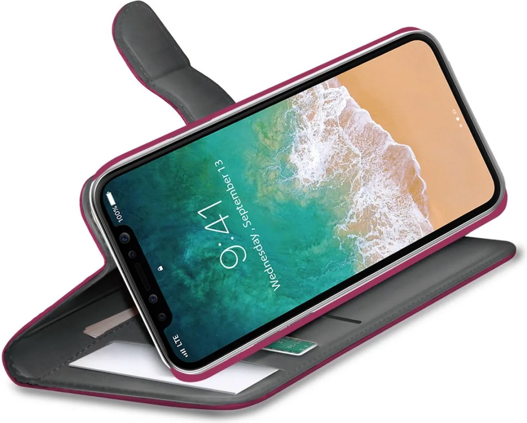 Celly Hoesje iPhone XS/X - Roze - 3 Pasjes - WALLY900PK