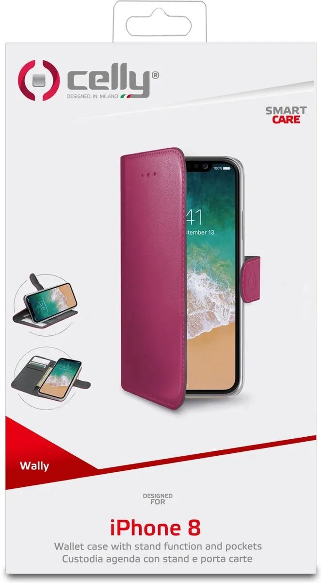 Celly Hoesje iPhone XS/X - Roze - 3 Pasjes - WALLY900PK