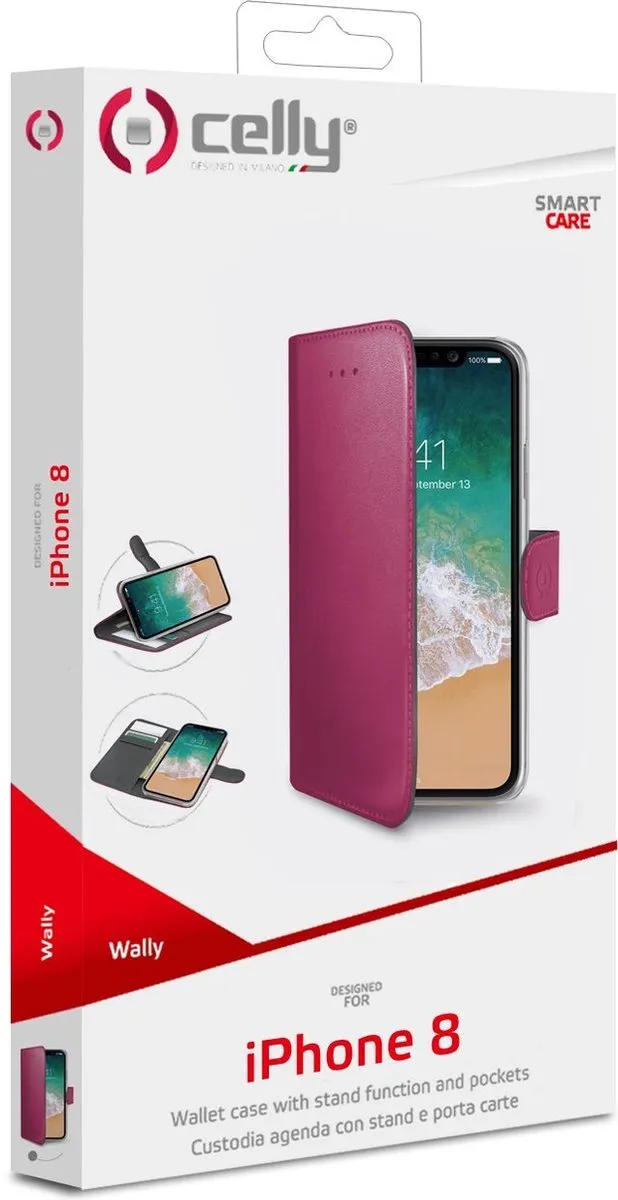 Celly Hoesje iPhone XS/X - Roze - 3 Pasjes - WALLY900PK - afbeelding 6 van 6