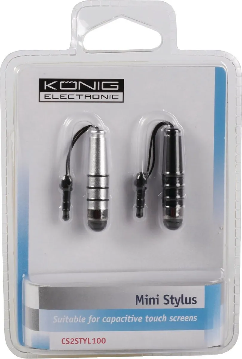 Konig CS2STYL100 Stylus - 2 Stuks - Zilver/Zwart