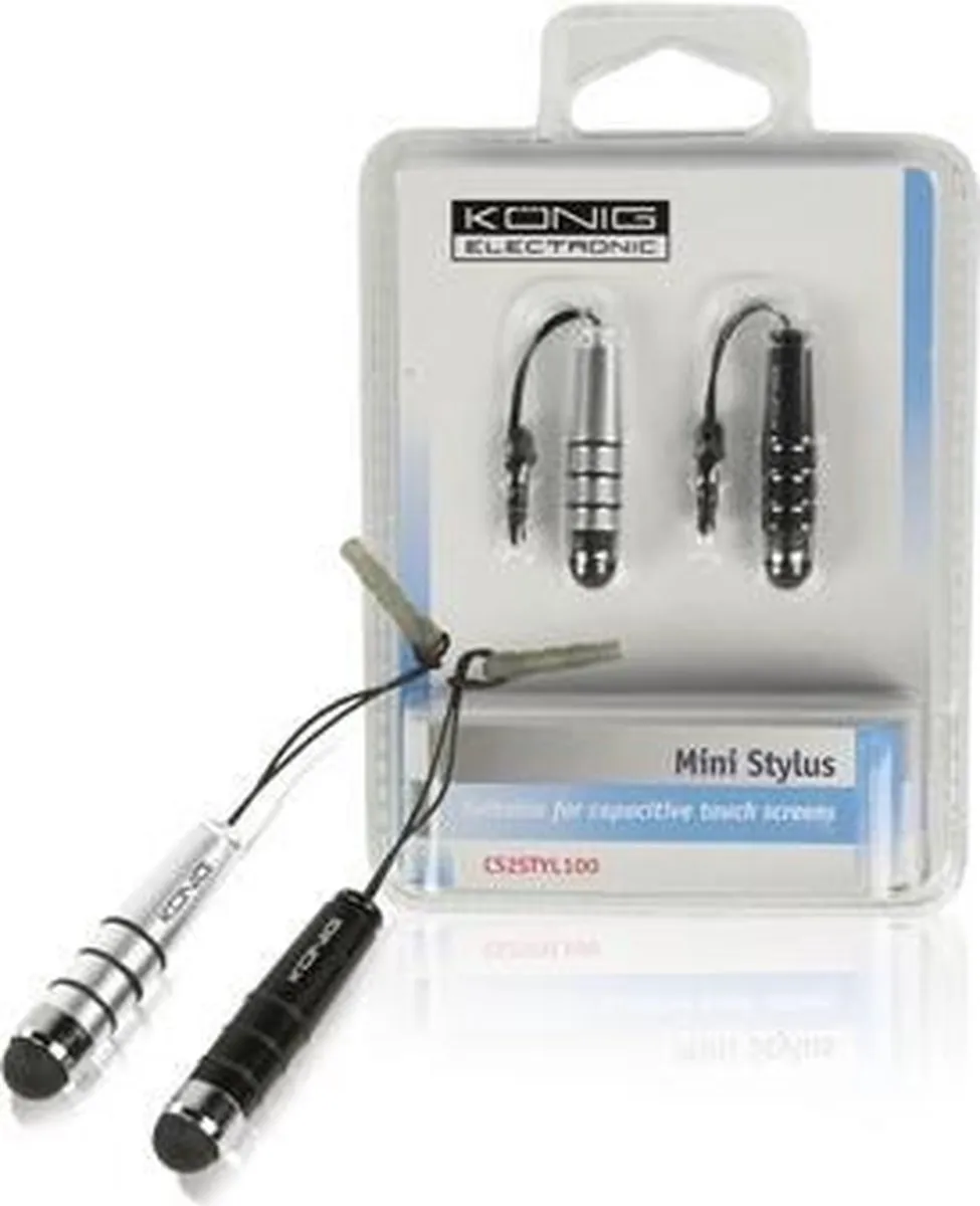 Konig CS2STYL100 Stylus - 2 Stuks - Zilver/Zwart - afbeelding 6 van 6