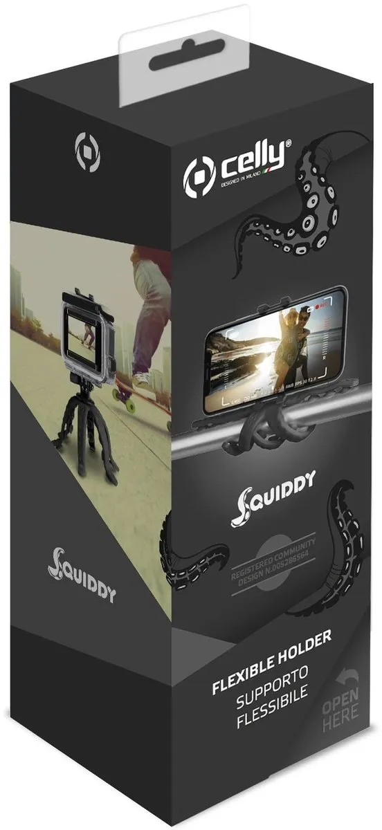 Celly Squiddy Flexible Holder 8021735743354 - Zwart