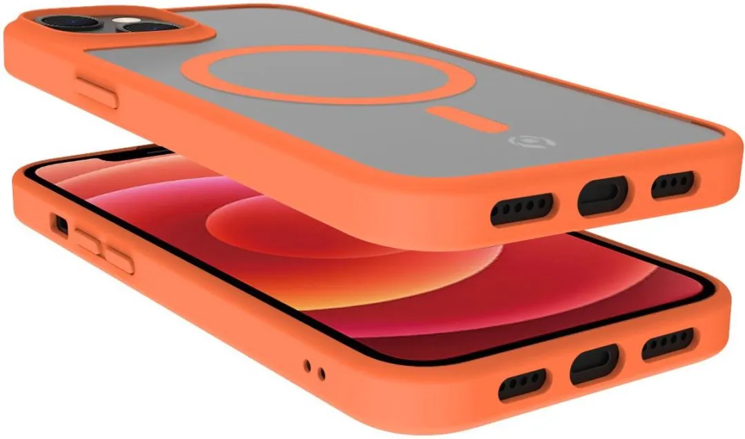 Celly MagMatt Siliconen Hoesje iPhone 14 Plus - Transparant/Oranje - Magsafe - afbeelding 4 van 5