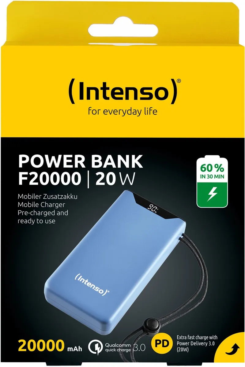 (Intenso) F20000 Powerbank 20.000 mAh Li-Po - display - PD en QC 3.0 - blauw (7332055)