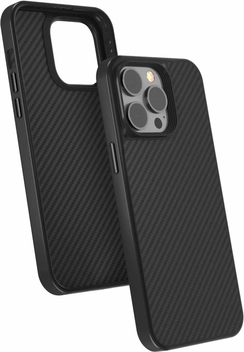 Hoesje geschikt voor Apple iPhone 14 Plus - Magnetische Case - Kevlar Series Magnetische Back Cover - Zwart